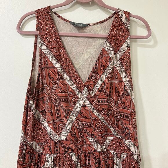 Natural Reflections Womens Large Red Bandana Faux Wrap Maxi Dress Boho Western - Picture 2 of 7